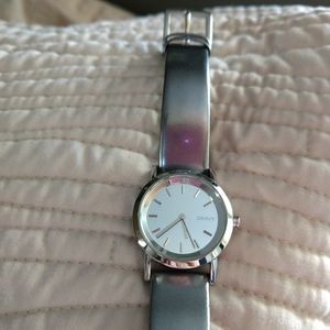 Metallic gray DKNY watch